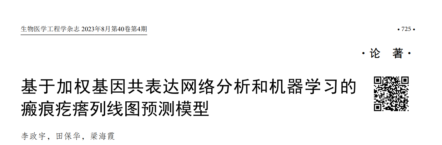 瘢痕疙瘩列线图预测模型
